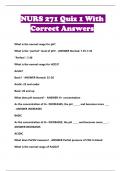 NURS 271 Quiz 1 With Correct Answers