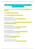 CPT Final Exam Questions and Answers Already Graded A