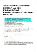 2023 Revised Reviewed Exam of all Hesi fundamentals Exam Spring 2022 testbank Updated