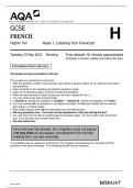 AQA GCSE FRENCH Higher Tier Paper 1 Listening Test Transcript 2023