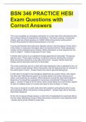 BSN 346 PRACTICE HESI Exam Questions with Correct Answers