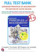 Test Bank For Lehninger Principles of Biochemistry, 7th Edition by Nelson  (2018-2019), 9781464187964, Chapter 1-28 All Chapters with Answers and Rationals