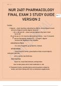NUR 2407 PHARMACOLOGY FINAL EXAM 3 STUDY GUIDE VERSION 2.
