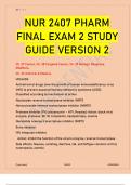 NUR 2407 PHARM FINAL EXAM 2 STUDY GUIDE VERSION 2.