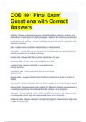 COB 191 Final Exam Questions with Correct Answers