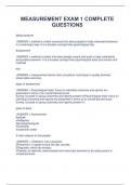 MEASUREMENT EXAM 1 COMPLETE QUESTIONS AND ANSWERS