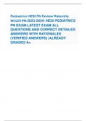 Peduatrics HESI PN Review Maternity NCLEX PN 2023-2024/ HESI PEDIATRICS PN EXAM LATEST EXAM ALL QUESTIONS AND CORRECT DETAILED ANSWERS WITH RATIONALES (VERIFIED ANSWERS) |ALREADY GRADED A+