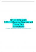 NR 511 Final Exam NR 511: Differential Diagnosis and Primary Care