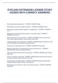 EYELASH EXTENSION LICENSE STUDY  GUIDES WITH CORRECT ANSWERS