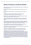 Mental&comma; Emotional&comma; and Stress Related&period;Reviews  of MENTAL with questions and answers all correct