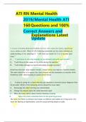 ATI RN Mental Health 2019/Mental Health ATI 160 Questions and 100% Correct Answers and Explanations Latest Update