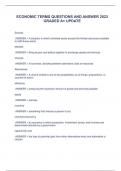 ECONOMIC TERMS QUESTIONS AND ANSWER 2023 GRADED A&plus; UPDATE