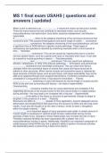 MS 1 final exam USAHS &vert; questions and answers &vert; updated 