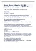 Basic Care and Comfort NCLEX questions and answers &vert; RATED A&plus;