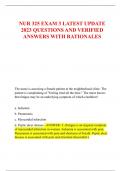 NUR 325 EXAM 3 LATEST UPDATE  2023 QUESTIONS AND VERIFIED  ANSWERS WITH RATIONALES 