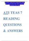 ATI TEAS 7 ENGLISH & LANGUAGE USAGE 100+ QUESTIONS AND 100% CORRECT ANSWERS 2023