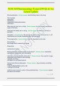 NUR 341Pharmacology Exam (259 Qs & As) Latest Update