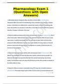 Pharmacology Exam 1 (Questions with Open Answers)