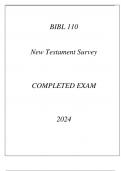 BIBL 110 NEW TESTAMENT SURVEY COMPLETED EXAM 2024.