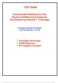 Test Bank for Fundamental Statistics for the Social and Behavioral Sciences, 2nd Edition Tokunaga (All Chapters included)