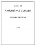 MATH 201 PROBABILITY & STATISTICS COMPLETED EXAM 2024