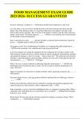 FOOD MANAGEMENT EXAM GUIDE 2023&sol;2024- SUCCESS GUARANTEED