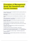 Principles of Management Study Set Questions and Correct Answers