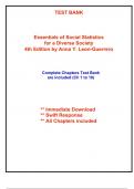 Test Bank for Essentials of Social Statistics for a Diverse Society, 4th Edition Leon-Guerrero (All Chapters included)