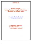 Test Bank for Statistics With R: Solving Problems Using Real-World Data, 1st Edition Harris (All Chapters included)
