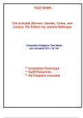 Test Bank for The Invisible Woman&colon; Gender&comma; Crime&comma; and Justice&comma; 5th Edition Belknap  &lpar;All Chapters included&rpar;