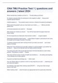 CNA TMU Practice Test 1 &vert; questions and answers &vert; latest 2024