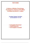 Test Bank for A History of Modern Psychology: The Quest for a Science of the Mind, 1st Edition Ludden (All Chapters included)