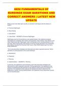 HESI FUNDAMENTALS OF  NURSINGS EXAM QUESTIONS AND  CORRECT ANSWERS | LATEST NEW  UPDATE
