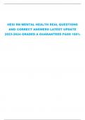 HESI RN MENTAL HEALTH REAL QUESTIONS  AND CORRECT ANSWERS LATEST UPDATE  2023-2024 GRADED A GUARANTEED PASS 100%