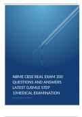NBME CBSE REAL EXAM 200 QUESTIONS AND ANSWERS LATEST (usmle step 1)MEDICAL EXAMINATION