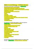 AQA A Level Biology - 25 Mark Essays -Exam QUESTIONS & ANSWERS 2024 ( A+ GRADED 100% VERIFIED)