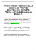 ATI PEDIATRICS PROCTORED EXAM 2024 ONLINE PRACTICE QUESTIONS AND ANSWERS | PROFESSOR VERIFIED | ALREADY GRADED A+