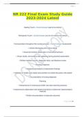 NR 222 Final Exam Study Guide 2023-2024 Latest