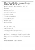 ETips Alcohol Training exam questions and answers 2023-2024 RATED A&plus;