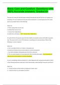 Basic Care and Comfort&period; Questions with 100&percnt; Accurate answers&period; Graded A&plus;