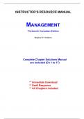 Solutions for Management, 13th Canadian Edition Robbins (All Chapters included)