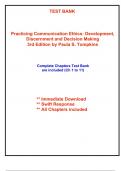 Test Bank for Practicing Communication Ethics: Development, Discernment and Decision Making, 3rd Edition Tompkins (All Chapters included)