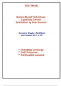 Test Bank for Modern Diesel Technology, Light Duty Diesels, 2nd Edition Bennett (All Chapters included)