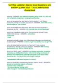 Certified Lactation Course Exam Questions and  Answers &lpar;Latest 2023 &ndash; 2024&rpar; Satisfaction  Guaranteed