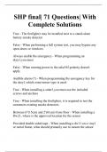 SHP final| 71 Questions| With Complete Solutions