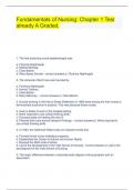Fundamentals of Nursing&colon; Chapter 1 Test already A Graded&period;