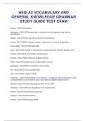 HESI A2 VOCABULARY AND  GENERAL KNOWLEDGE GRAMMAR  STUDY GUIDE TEST EXAM