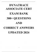 DYNATRACE ASSOCIATE CERT EXAM BANK  300+ QUESTIONS AND  CORRECT ANSWERS  UPDATED 2024