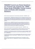 FSE2080 Funeral Law Study Questions 3.2, Funeral Law, Funeral Law - FINAL Study Guide (FSE2080), Florida Funeral Laws and Rules with Complete Solutions
