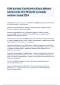 PJM Markets Certification Exam &lpar;Market Settlements 101 PPs&rpar;with complete solution latest 2024